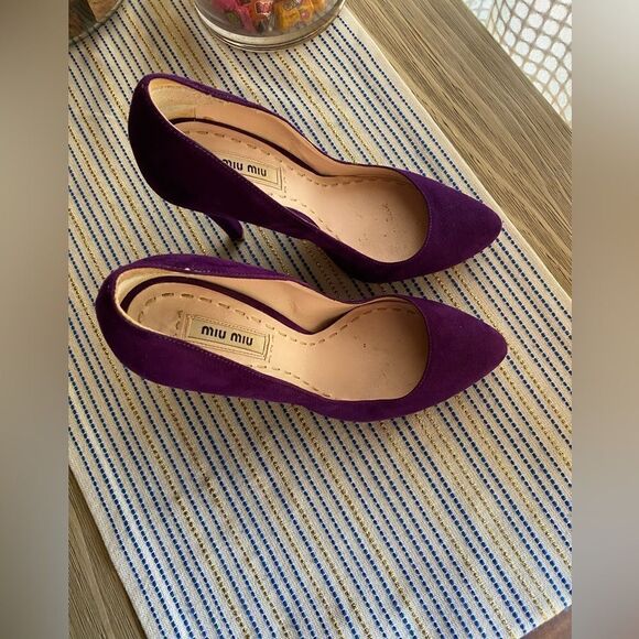 Miu Miu Women's  Suede Purple Classic Heels Shoes Size 36 - Picture 10 of 13